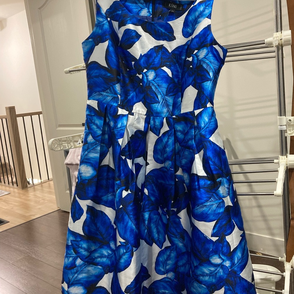 Icône by Simons Blue Patterned Dress